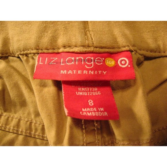 Liz Lange Womans Maternity 8 Brown Khaki Pants 30 x 30 MEASURED Cargo Stretch - Picture 6 of 7